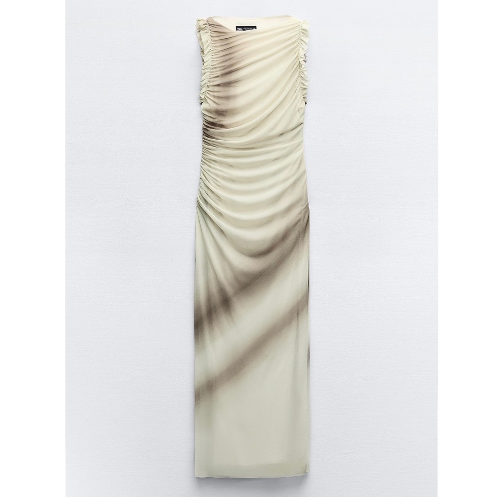 Zara RUFFLED PRINTED TULLE DRESS - Picture 4 of 9